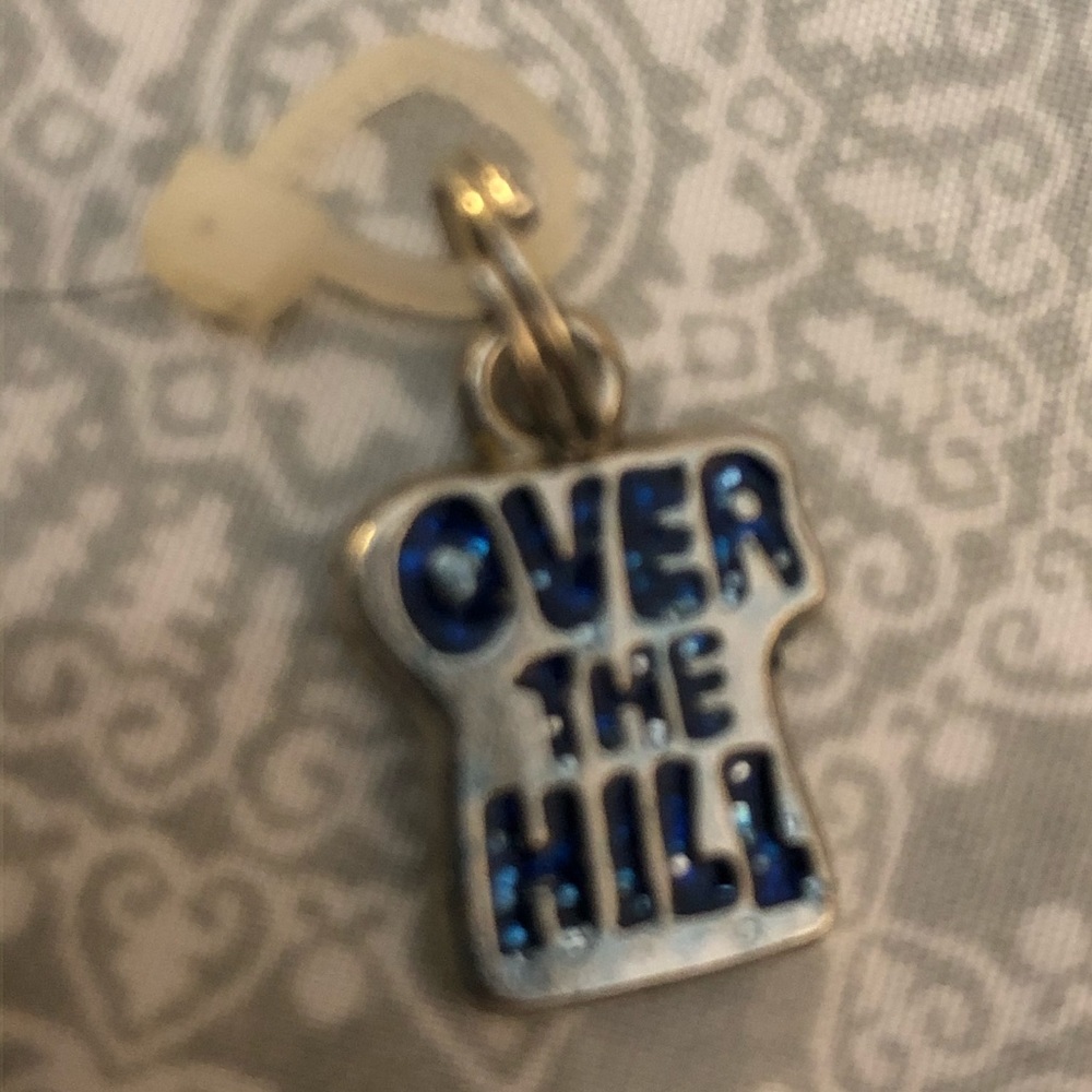 GANZ silver toned charm-over the hill blue